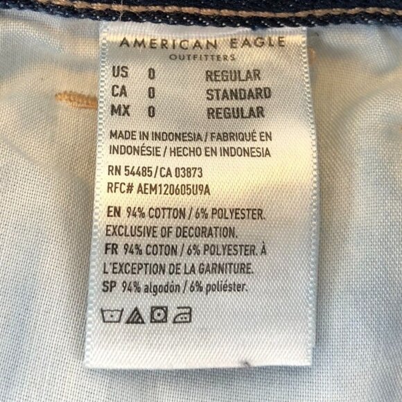 American Eagle Womens Mom Jeans Size 0 Denim Relaxed Distressed Straight Leg - Picture 10 of 16
